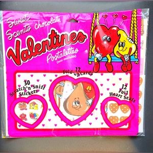 Vintage 1986 Spindex Sweet Scent Scratch & Sniff Valentines Cards - Chocolate